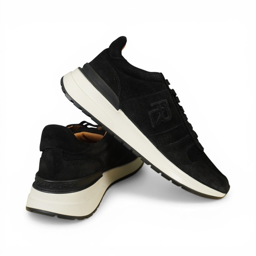Ralph Lauren Purple Label Ethan Sneakers Mens 8.5 Black Calf Suede Made in Italy